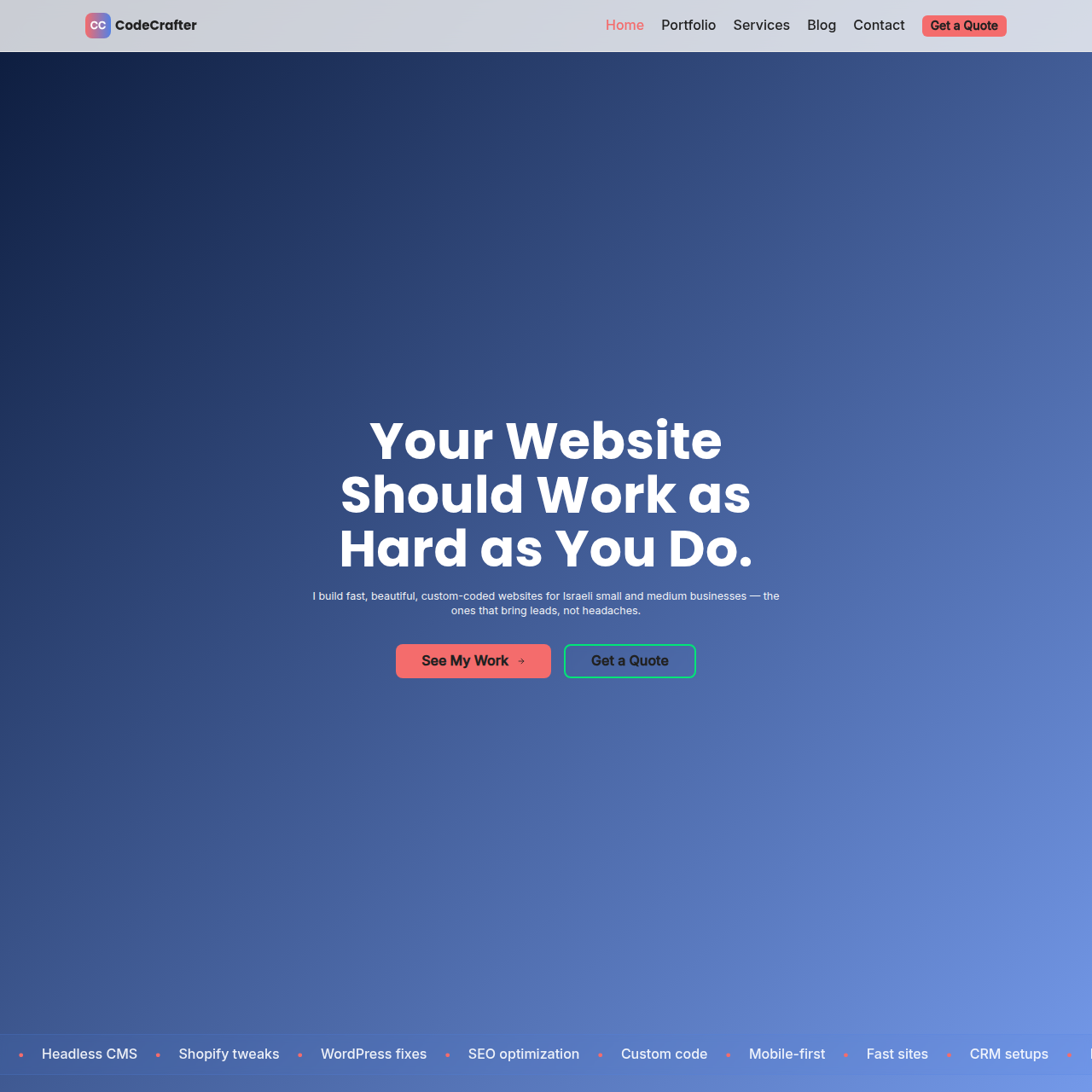 Demo CodeCrafter – Personal screenshot
